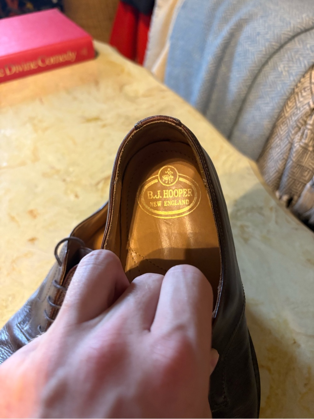 B.J. Hooper Men's Dark Brown Leather Cap-Toe Derby Shoes - Picture 3 of 4